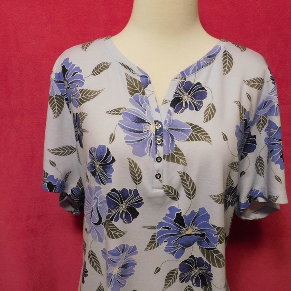 Karen Scott Plus Size Printed Short-Sleeve Henley - Picture 4 of 5